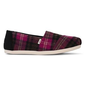 TOMS Alpargata Fuchsia Cozy Plaid Canvas Alpargata